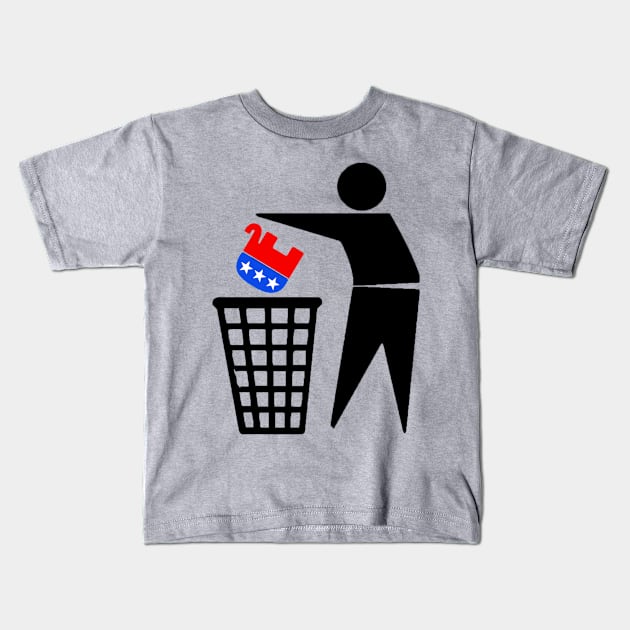 Toss the GOP in the trash Kids T-Shirt by skittlemypony